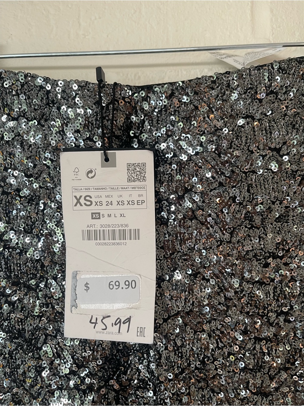 NWT Zara Festive Days Silver Sequin High Rise Flare Pants XS - Picture 2 of 6